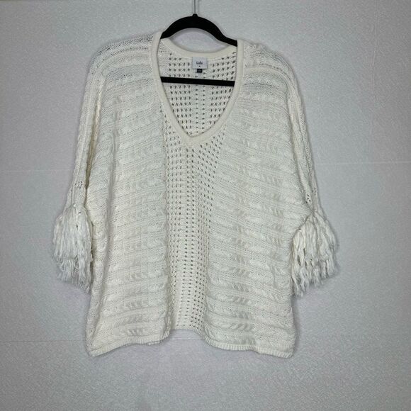 CAbi Fiesta Poncho Fringe Sweater M - Picture 2 of 5